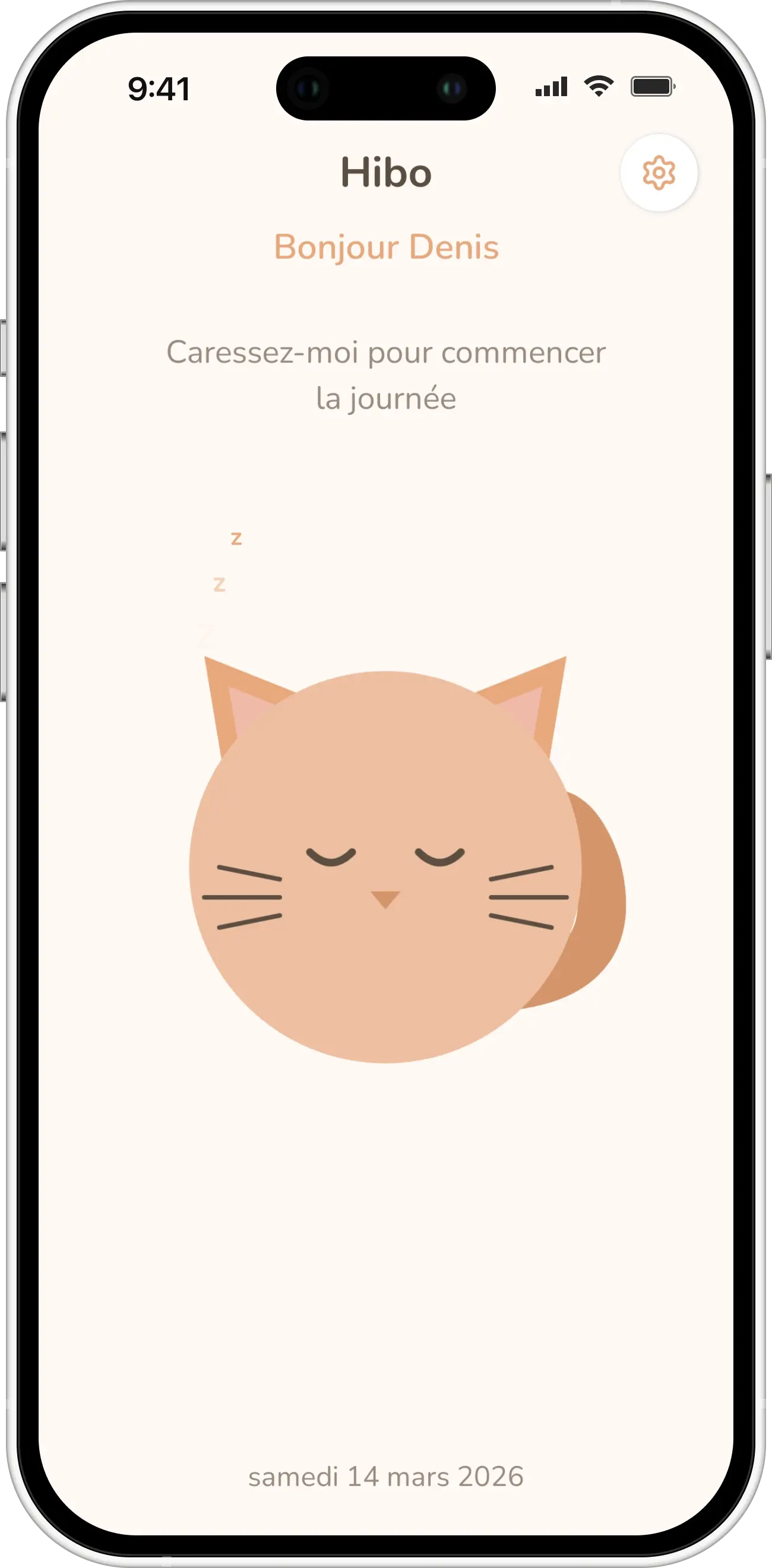 Animal endormi sur l'app
